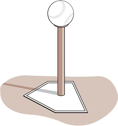 A tee ball stand with baseball