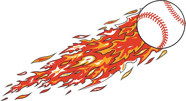 Vector illustration of Flaming Baseball