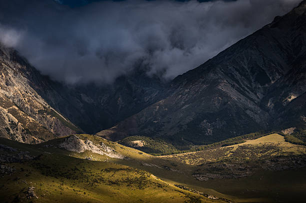 Beautiful landscape mountains and lake, New Zealand stock photo