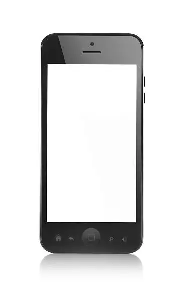 generic black smartphone with copyspace on white background