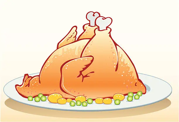 Vector illustration of Roasted chicken