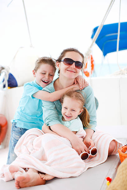 istock Mother and kids at luxury yacht 162434751