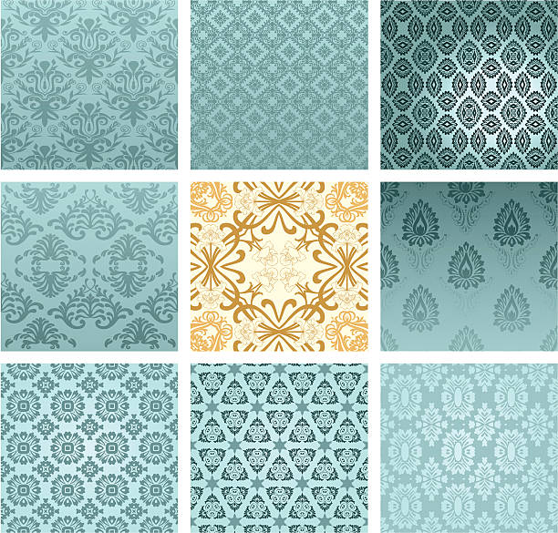 nahtlose wallpaper - wallpaper pattern silk pattern rococo style stock-grafiken, -clipart, -cartoons und -symbole