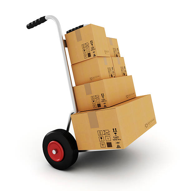 istock 3d  hand truck on white background 162436766
