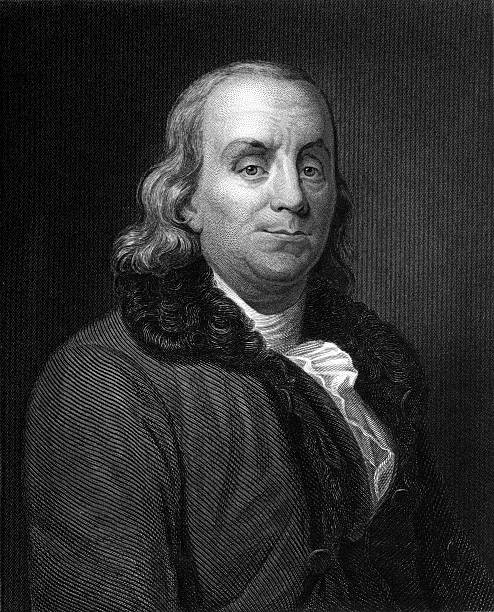 Benjamin Franklin Engraving - Ultra XXXL Antique engraved portrait of Benjamin Franklin. Ultra high resolution scan. benjamin franklin photos stock illustrations
