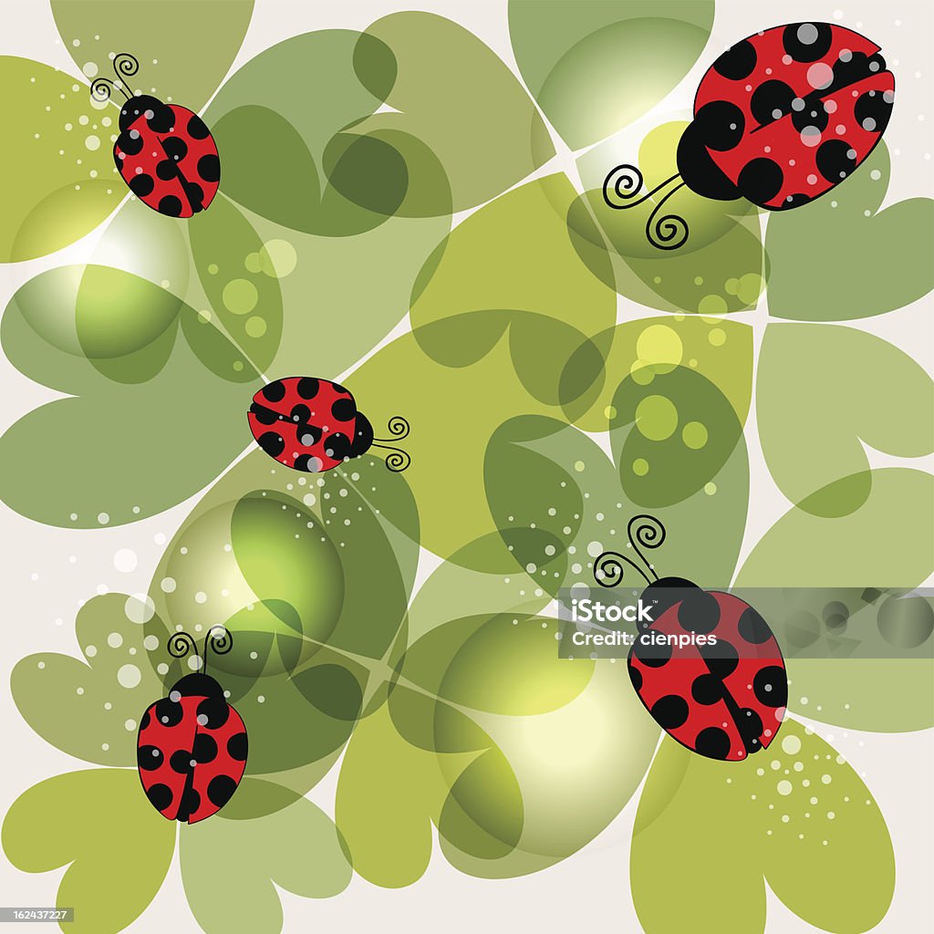 Transparente e ladybugs clovers - Vetor de Abstrato royalty-free