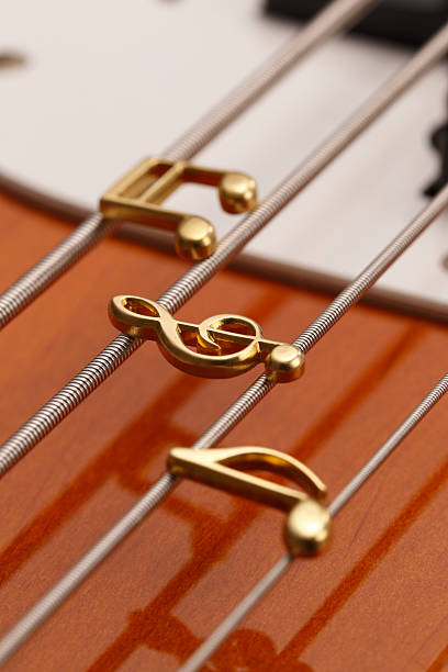 istock Musical notes on bass guitar 162437820