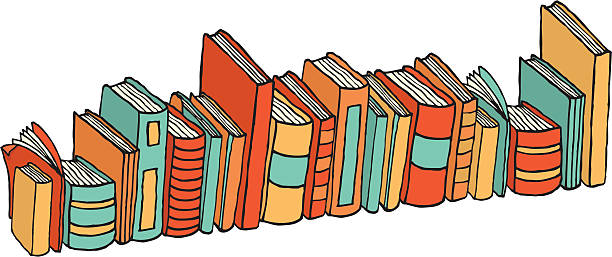 verschiedene stehen stapel bücher/bibliothek - workbook paperback book stack stock-grafiken, -clipart, -cartoons und -symbole