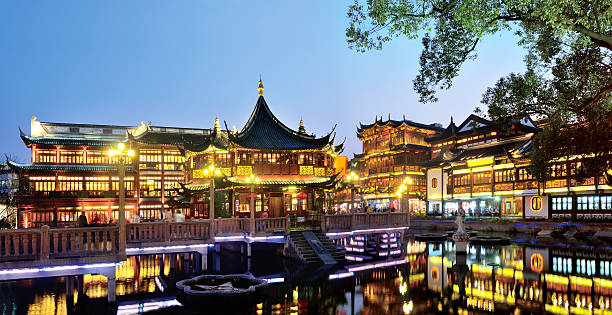 istock Panoramic Yuyuan Garden at night 162439162