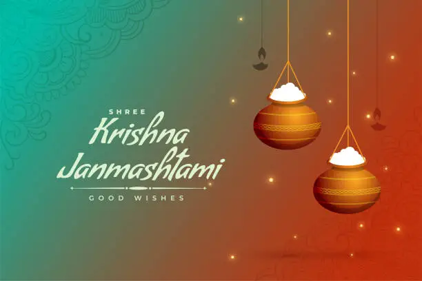 Vector illustration of hanging matki for krishna janmashtami festival