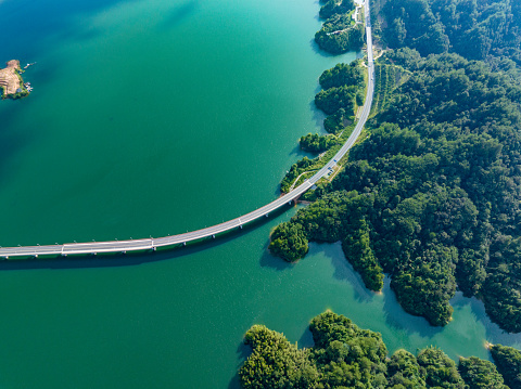 Aerial photography of water roads and bridges