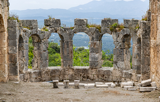 Great Bath Ruins of the ancient Lycian City of Tlos, Fethiye, Mugla, Turkey.