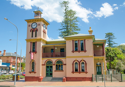 KIAMA, NSW, AUSTRALIA. – On December 7, 2017. - The Kiama Post Office, one of many historic buildings, is known for its history and pink colour, it was repainted in 2012.