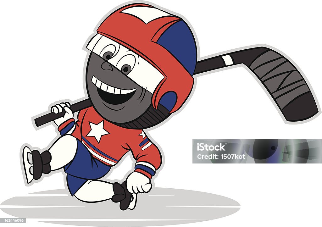 Hockey Puck Hockey-puck with the stick running on the shoulder. Can be used as a logo or team talistman hockey team.  Activity stock vector