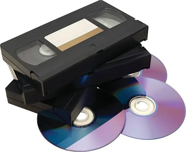 Vector illustration of VHS tape and DVD