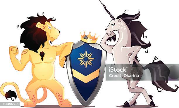 Ilustración de Unicornio Y León y más Vectores Libres de Derechos de Animal - Animal, Autoridad, Competición