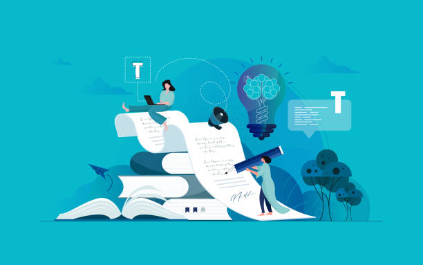 koncept tvorby obsahu. - spisovatel stock ilustrace