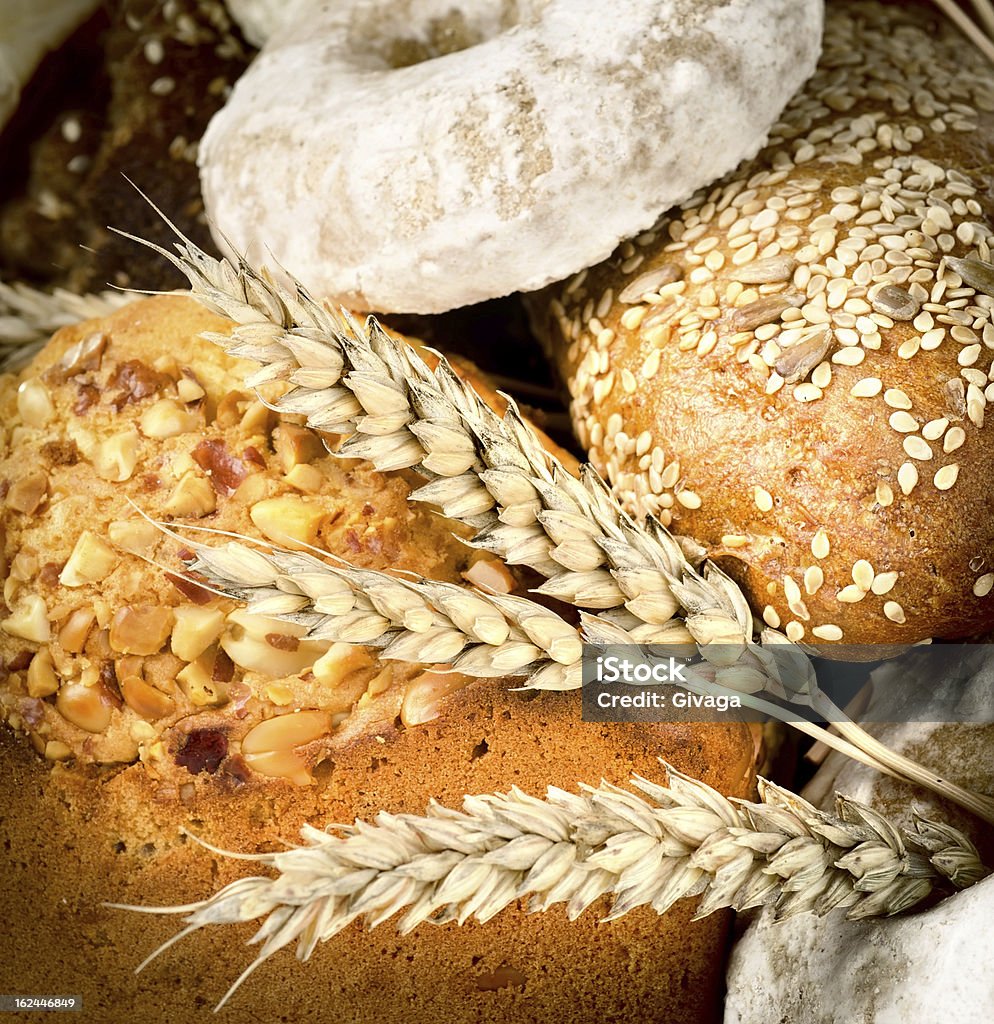 Arrière-plan de pain et le blé - Photo de Aliment libre de droits