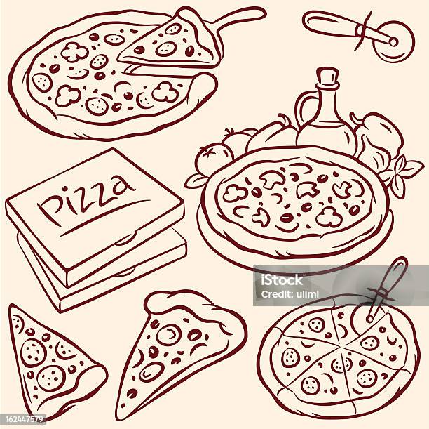 Pizza - Immagini vettoriali stock e altre immagini di Pizza - Pizza, Fetta, Disegno