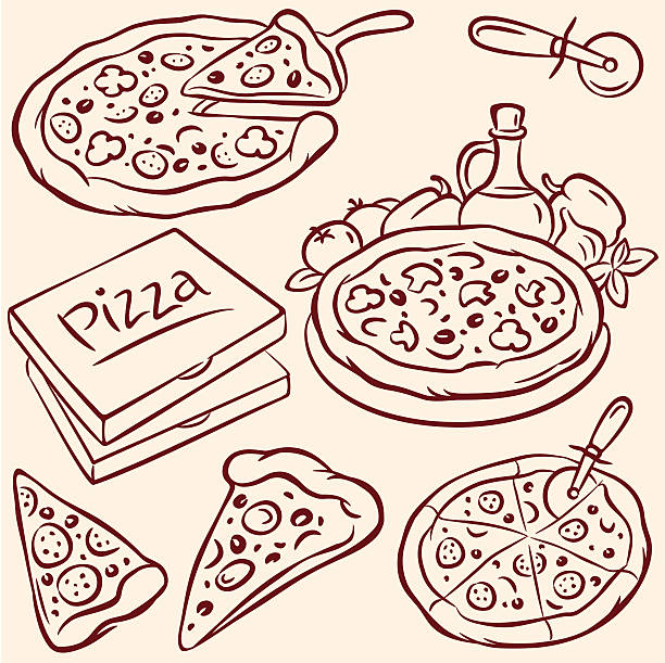 пицца - pizza pizza box cartoon take out food stock illustrations