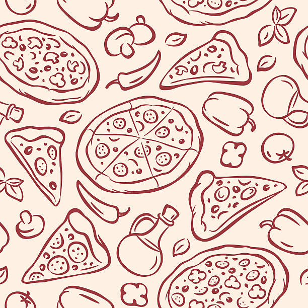 Pizza Pizza, seamless background pizza symbols stock illustrations