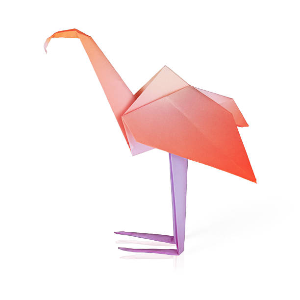 istock Origami pink paper flamingo 162449800