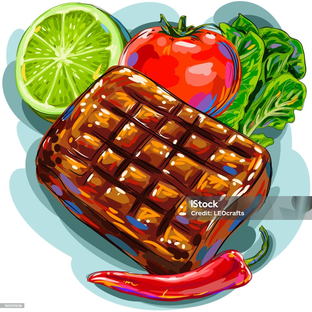 De bœuf grillé avec des légumes - clipart vectoriel de Aliment libre de droits