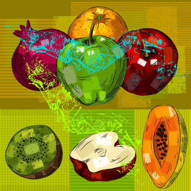 新鮮なフルーツ - freshness food serving size kiwi点のイラスト素材／クリップアート素材／マンガ素材／アイコン素材