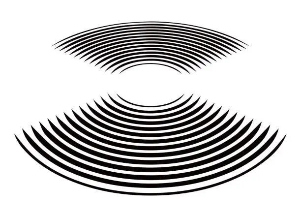 Vector illustration of Concentric circles with diminishing perspective