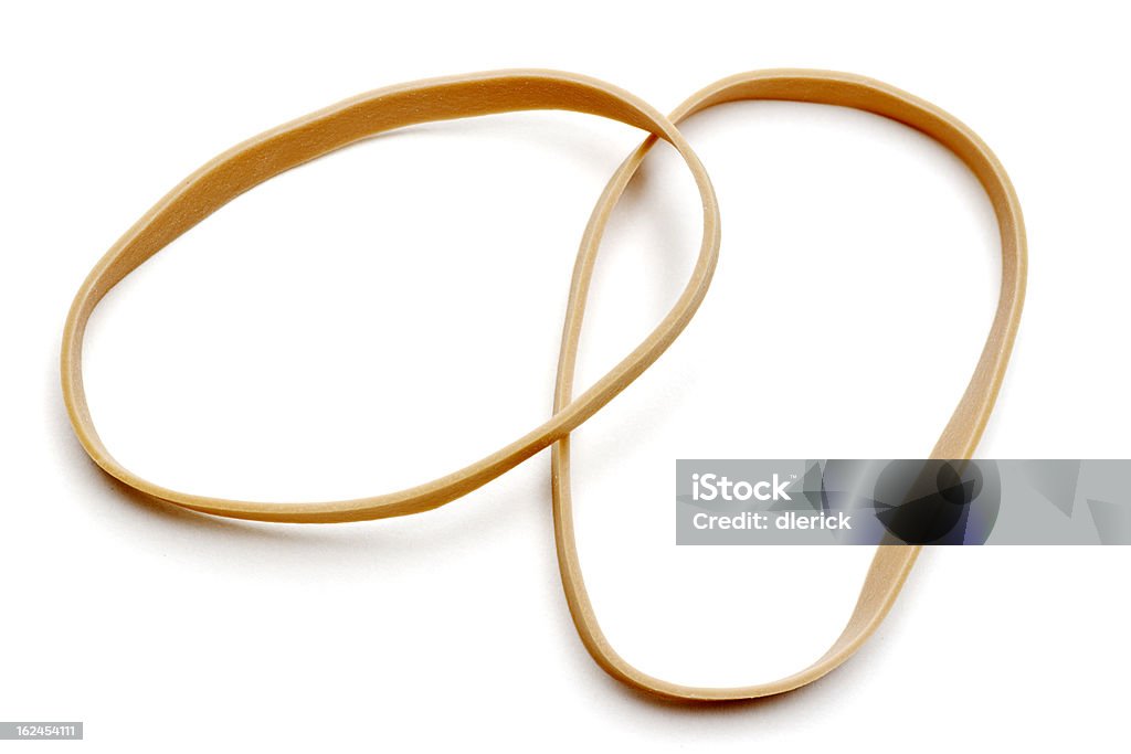 Rubber Bands Two large rubber bands over lapping and isolated on white background. Rubber Band Stock Photo