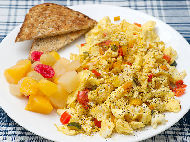 istock Breakfast of Scrambled Eggs, Fruit, and Toast 162454913