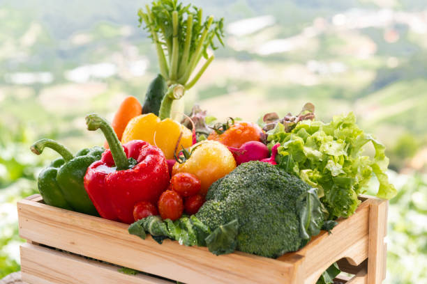istock Wooden crate filled with fresh organic vegetables 1624559483