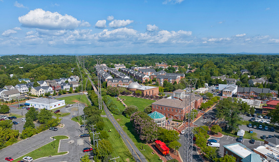Aerial view of downtown Herndon, Virginia.
