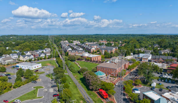 Downtown Herndon, Virginia District Aerial view of downtown Herndon, Virginia. herndon virginia stock pictures, royalty-free photos & images