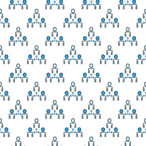 Vector illustration of Three People vector Sociology Science blue seamless pattern