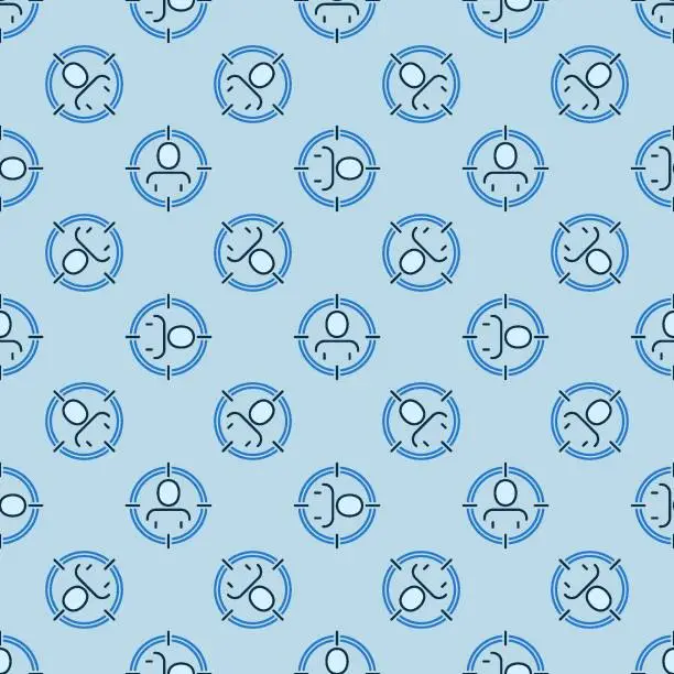 Vector illustration of Target with Man vector Aim or Targeting blue seamless pattern