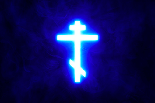Christian religious symbols crosses icons backgound orthodox cross