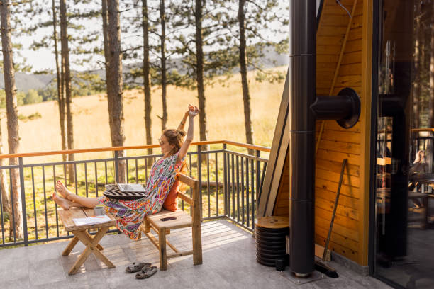 istock young woman relaxed working in her cabin 1624675989