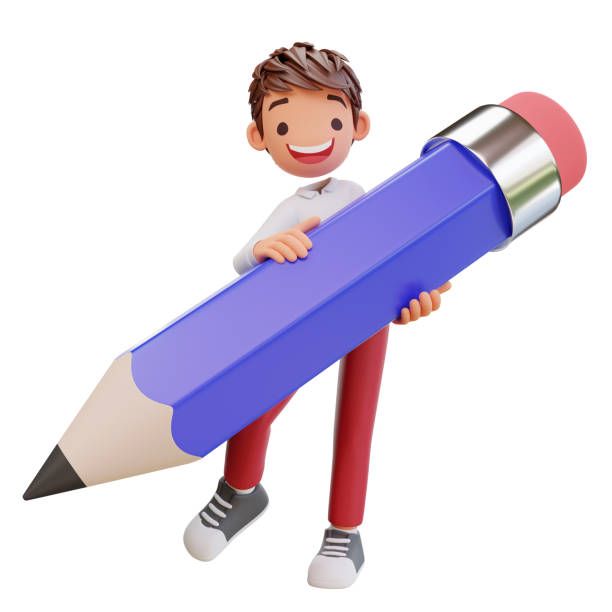 istock 3d rendered cute student character holding a pencil 1624764052