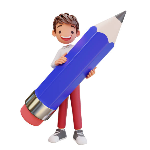 istock 3d rendered cute student character holding a pencil 1624764060