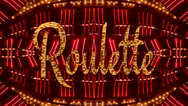 Red/Gold Neon Sign - Roulette