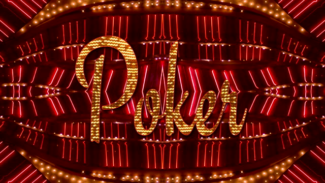 Red/Gold Neon Sign - Poker