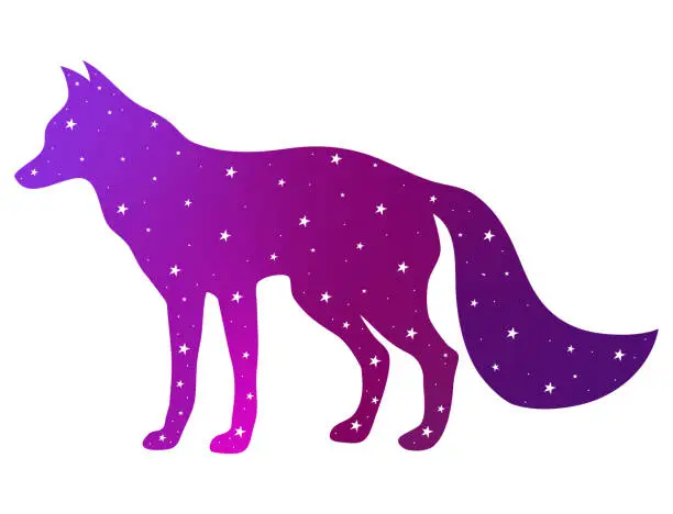 Vector illustration of fox silhouette on white background, vector illustration