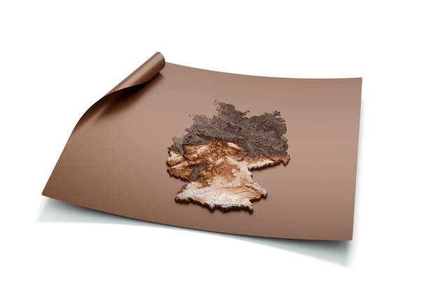 istock Map Of Germany Old Style Brown On Unrolled Map Paper Sheet On White Background 3d Illustration 1624807940