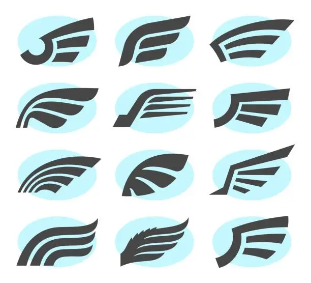 Vector illustration of Set of wing signs design elements