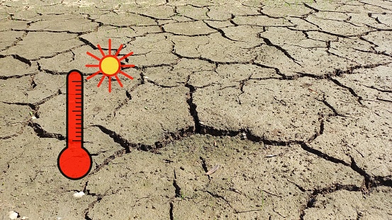 Very hot weather makes the ground crack, the effects of global warming and the el nino phenomenon.