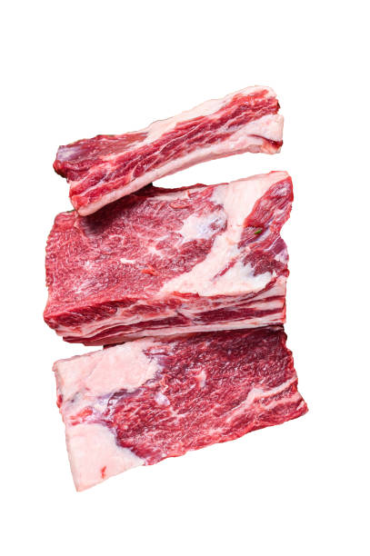 istock Fresh Beef short ribs on butcher wooden table.   High quality Isolate, white background. 1624856960