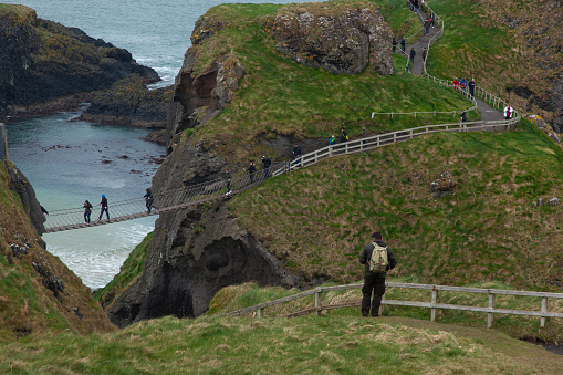 Sunset Time in the Carrick a Rede Rope Bridge Beach, Ballycastle Northern Ireland, United Kingdom