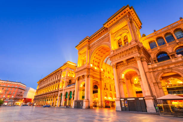 istock Milan, Italy. Piazza del Duomo illuminated in morning twilight. 1624864091