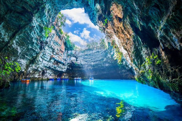 Melissani Cave, Kefalonia. Natural landmark of Ionian islands, Greece. stock photo